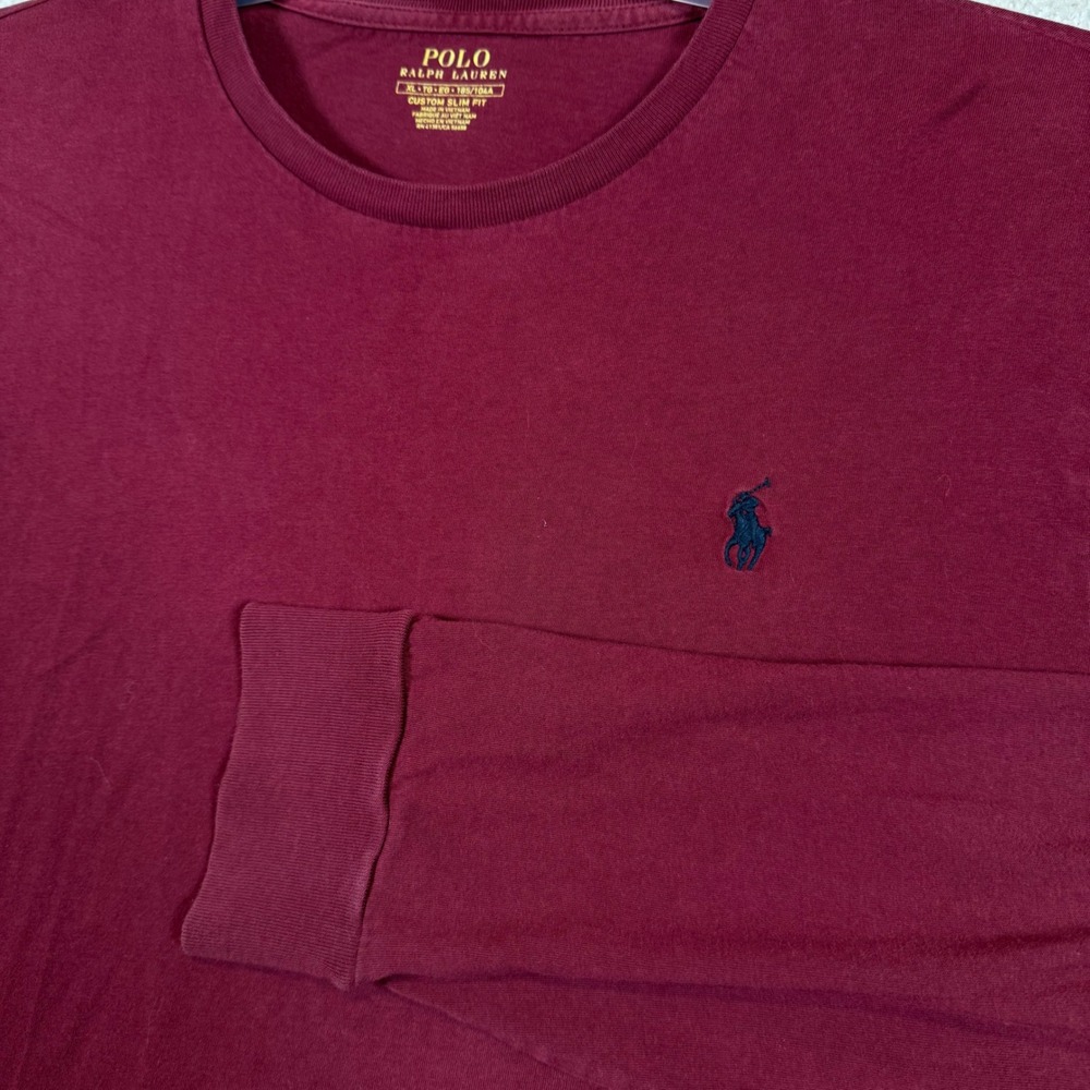 Polo‎ Ralph Lauren Custom Slim Fit Long Sleeve T-Shirt Burgundy XL